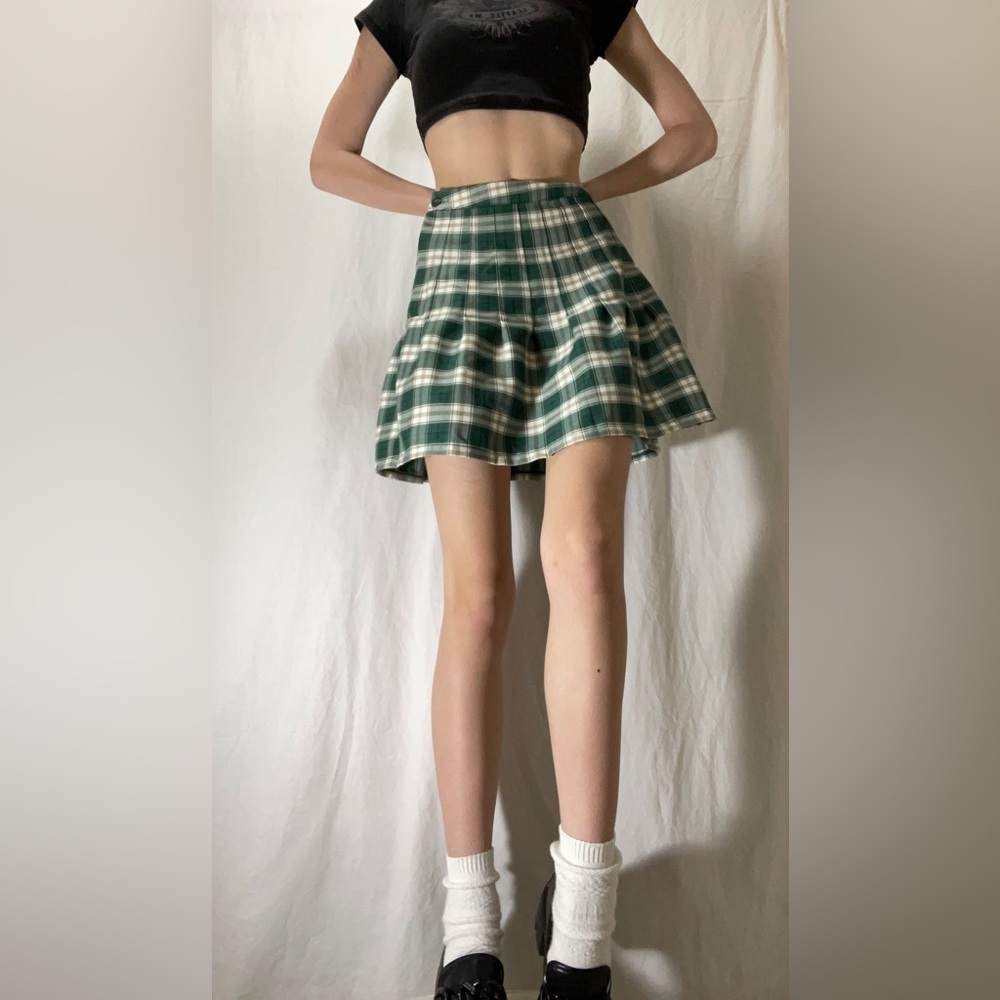 Green and White Plaid Skirt: Urban Outfitters